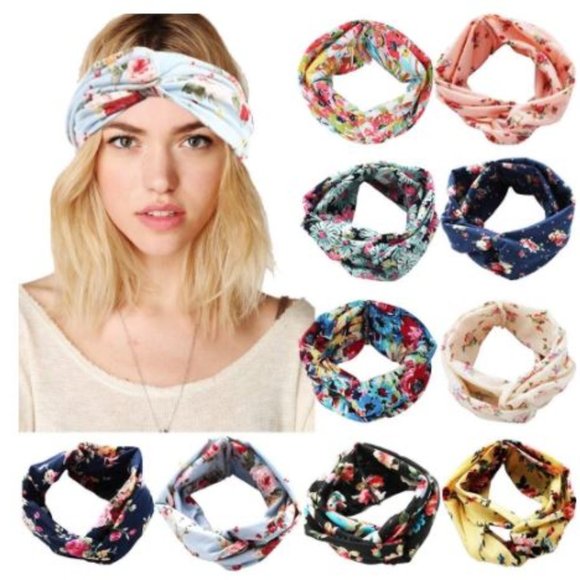 NEW Floral Printed Crisscross Head Wrap - Picture 4 of 14
